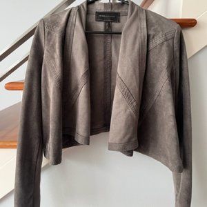 BCBG grey suede cropped jacket  XS